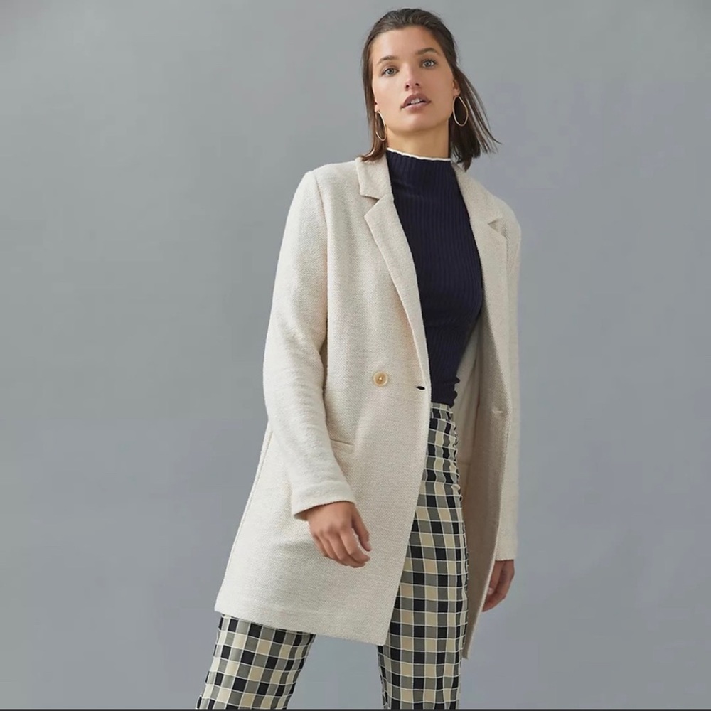 Sanctuary Knit Longline Blazer in cream